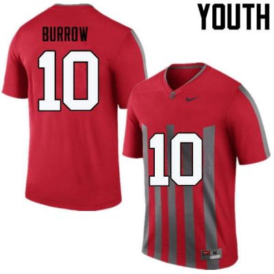 NCAA Ohio State Buckeyes Youth #10 Joe Burrow Throwback Nike Football College Jersey EGV8845MB